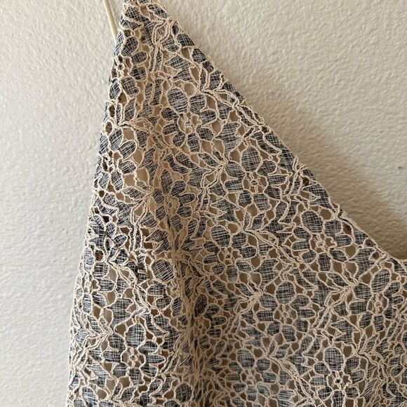 Zara Lace Strappy Tank Slip Open Back Mini Dress Grey Beige Size M - Picture 5 of 10